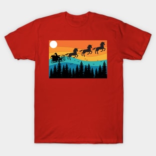 Retro Christmas Unicorn Santa Reindeer Vintage Unicorn Xmas T-Shirt